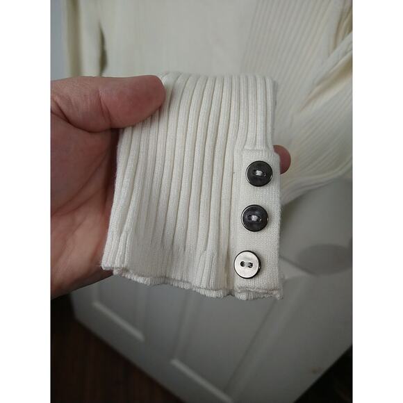 Style&Co Woman XXL Turtleneck Creme Ribbed Pullover Long Sleeve Three Button... - Picture 4 of 9